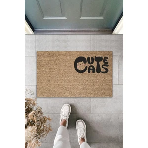 Dormot Home Dijital Baskı Kalitesi  Kahverengi Kedili Cute Cats   Dekoratif Kapı  Paspası