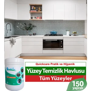 Quick Care Dezenfektanlı Yüzey Temizlik Havlusu 150 Yaprak, Kova Mendil Aloe Vera Kokulu