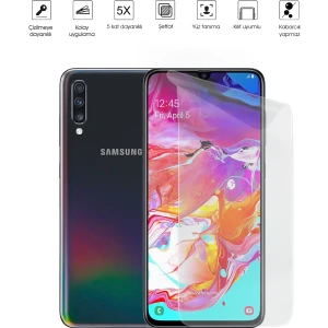Kip GSM Samsung Galaxy A70 Ekran Koruyucu Tam Kaplayan Esnek Kırılmaz Nano Temperli