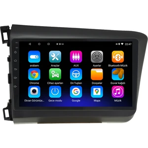 Honda Civic Fb7 Android 12 Kablosuz Carplay Navigasyon Multimedya Ekran Teyp - MY-0609W-HONDA Civic Fb7