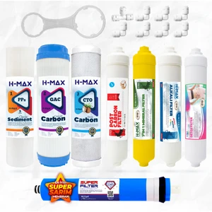 H-MAX Reverse Osmosis System Süper Membranlı Açık Kasa Su Arıtma 8'li Filtre Seti - 0046