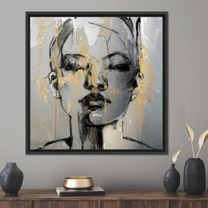 Kayra Export 1 Parça Siyah Çerçeveli Kanvas Tablo Çağdaş Kanvas Poster Kadın Kanvas Poster Lüks Duvar Süsü