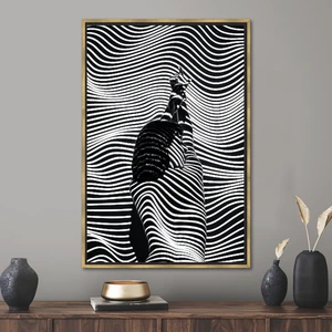 Kayra Export 1 Parça Gold Çerçeveli Kanvas Tablo Zebra Kadın Kanvas Dekor Kadın Vücut Kanvas Poster