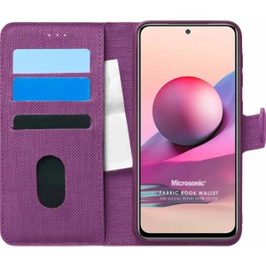 Xiaomi Poco M5S Kılıf Fabric Book Wallet Mor