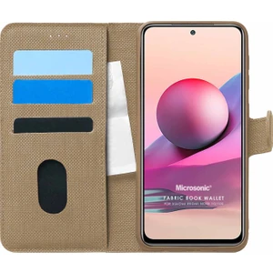 Xiaomi Poco M5S Kılıf Fabric Book Wallet Gold