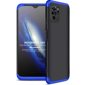 Xiaomi Poco M5S Kılıf Double Dip 360 Protective Siyah Mavi