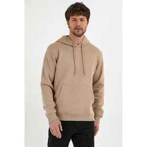 Jack Morino Bej Renk Kanguru Cepli Kapüşonlu Sweatshirt 019883