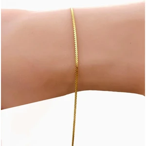 Söğütlü Silver 925 Ayar Gümüş Altın Yaldızlı İtalyan Örgü Zincir Bileklik 16+3 cm