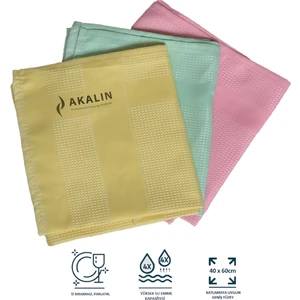 3'lü Eko Paket Mikrofiber Temizlik Bezi 40X60 CM (Pembe-Sarı-Yeşil)