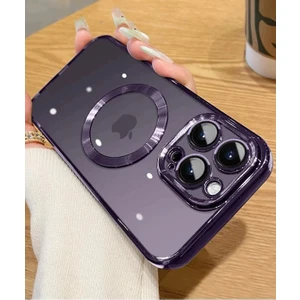 Apple iPhone 14 Pro Magsafe Ortası Köşeleri Renkli Şeffaf Lens Korumalı Silikonkılıf