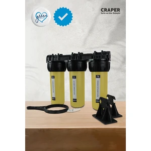 H-MAX Reverse Osmosis System Craper Tortu ve Klor Önleyici 10 Inç 3lü Daire Girişi Arıtma Cihazı - 0031