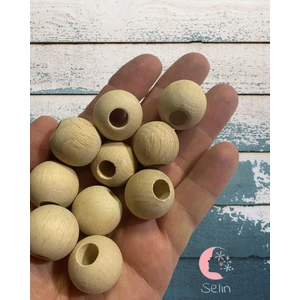 50 Adet 20 mm Ham Işlenmemiş Ahşap Boncuk