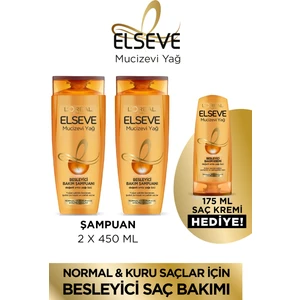 2'li Elseve Mucizevi Yağ Besleyici Şampuan Saç Bakım Seti +  175 ml Saç Kremi Hediyeli
