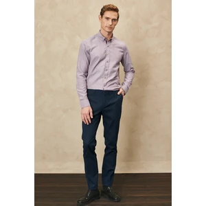 ALTINYILDIZ CLASSICS Erkek Lacivert Slim Fit Dar Kesim Armürlü Esnek Casual Pantolon
