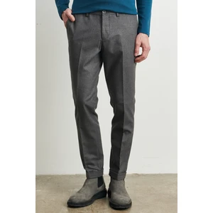 ALTINYILDIZ CLASSICS Erkek Gri Slim Fit Dar Kesim Flanel Desenli Beli Lastikli Esnek Pantolon