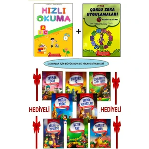 Gönül Yayıncılık 1. Sınıf Hızlı Okuma Kitabı+Bulmacalarla Öğreniyorum+1. Sınıf Büyük Boy 8'li Hikaye Kitabı Seti (Ciltli)