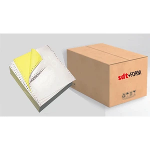 Sürekli Form 11 x 24 Renkli 2 Nusha Beyaz - Sarı Yarım Boy 5,5 Ferforeli 1000 Adet