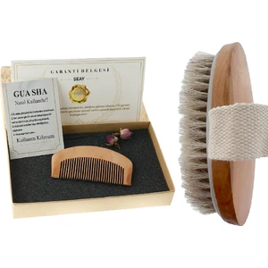 %100 At Kılı Fırçası ve Bambu Tarak Gua Sha Bambu ve Fırçası