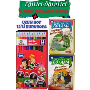 Süper Eğlenceli Boyama Kitapları ve 12'li Kuruboya