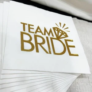 Happyland Team Bride Gold Yazılı Yaldızlı Baskılı Peçete 20'li