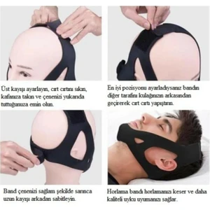 Horlama Önleyici Çene Bandı Uyku Apnesi Aparatı Kafa Bandı Uyku Maskesi