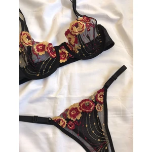 Mendoza Store Dantel Detaylı Çiçek Desenli (Ayarlanabilir Kopçalı Tanga Külot S-M-L Uyumlu) Sütyen Takım