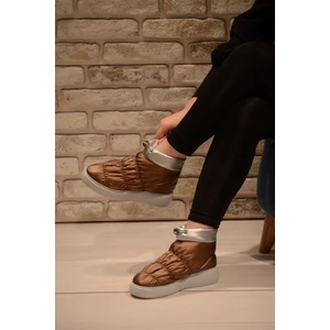 Kadın Bakır Şişme Paraşüt Kumaş Büzgülü Model Kısa Bot&bootie
