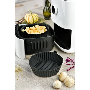 Silikon Pişirme Kalıbı Hava Fritözü Kalıbı Airfryer Aksesuar Tüm Fritözlere Uyumlu Siyah