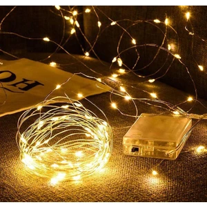 Masho Trend 5 Metre Sarı Peri LED + Pil - Sarı Işık LED Aydınlatma - Dekoratif Işık - Su Geçirmez LED