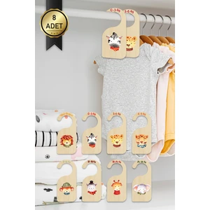 Saltan Art Sevimli Hayvanlar Bebek Dolap Ayracı Seti 0-3 Yaş Elbise Düzenleyici Renkli Bebek Askıları