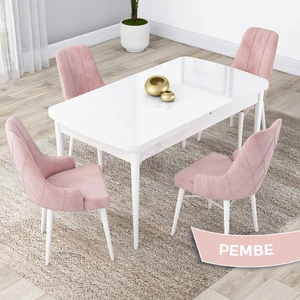 Concept Lia Serisi Beyaz Açılabilir 80 x 132 cm  Yemek Masası Takımı Beyaz Masa ve 4 Sandalye