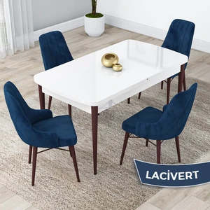 Concept Lia Serisi Beyaz Masa Ceviz Ayak Açılabilir 80 x 132 cm Yemek Masası Takımı 4 Sandalye