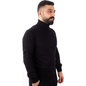 3623 Siyah Balıkçı Yaka Erkek Kazak