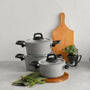 Hira Biogranit 6 Parça Midi Tencere Seti Gray