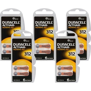 312 Numara Işitme Cihazı Pili 5 Paket 30 Adet Duracell Kulaklık Pili 312 Numara Pil