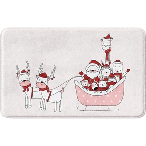 Sevimli Tasarımlı Yılbaşı Dekoru Banyo Paspası, Kaymaz Taban, Makinede Yıkanabilir, Yeni Yıl Paspası (40X60)