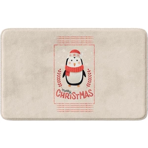 Sevimli Tasarımlı Yılbaşı Dekoru Banyo Paspası, Kaymaz Taban, Makinede Yıkanabilir, Yeni Yıl Paspası (40X60)