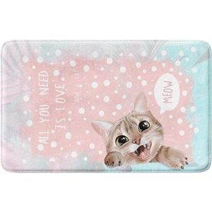 Sevimli Tasarımlı Mikrofiber Banyo Paspası, Kaymaz Taban, Makinede Yıkanabilir (40X60)