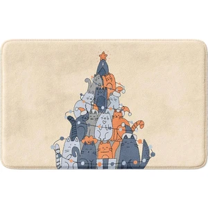 Sevimli Tasarımlı Yılbaşı Dekoru Banyo Paspası, Kaymaz Taban, Makinede Yıkanabilir, Yeni Yıl Paspası (40X60)