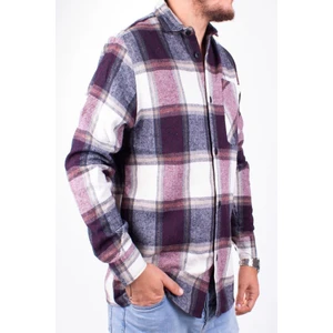 DMG23-194635 Bordo Günlük Tek Cep  Ekose Oduncu Oversize Erkek Gömlek
