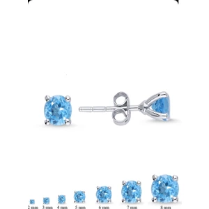 Begonia Accessoriess 925 Ayar Gümüş Mavi Zirkon Tek Taş 1 Çift Unisex Küpe