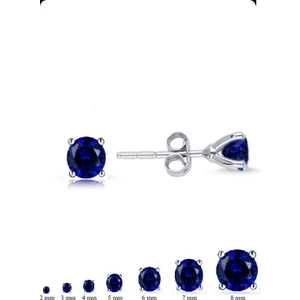 Begonia Accessoriess 925 Ayar Gümüş Lacivert Zirkon Tek Taş 1 Çift Unisex Küpe