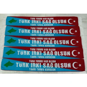 Atkı Türk Yurdu Var Olsun Tanrı Türk!ü Korusun Yazılı Örme Atkı