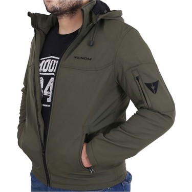 Venom Ceket Jaws Kapşonlu Soft Shell Motosiklet Montu Haki Fiyatı