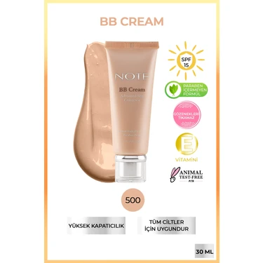 Note Cosmetics BB Cream SPF 15 Nemlendirici Etkili Yoğun Kapatıcı BB Krem - 500 Orta