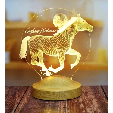 Sevgi Lambası Koşan At Tasarımlı Hediye Kişiye Özel 3boyutlu Fiyatı