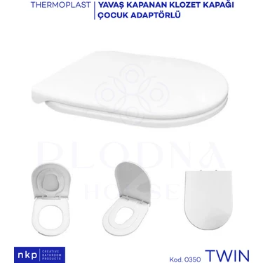Plodna House Twin D-Form Çocuk Bebek Adaptörlü Yavaş Kapanan Klozet