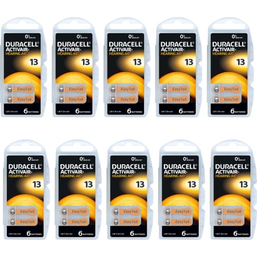 Duracell 13 Numara Işitme Cihazı Pili 10 Paket 60 Adet Kulaklık Pili 13 Numara