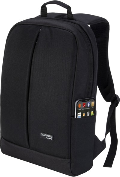 Classone BP-Z200-WL600 Mouse -15.6" Su Geçirmez Kumaş Laptop ,notebook Sırt Çantası Siyah+Kablosuz Mouse