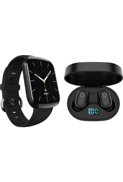 Madepazar HW13 Watch Siyah Akıllı Saat ve Xiaomi Uyumlu Redmi Airdots Pro 3